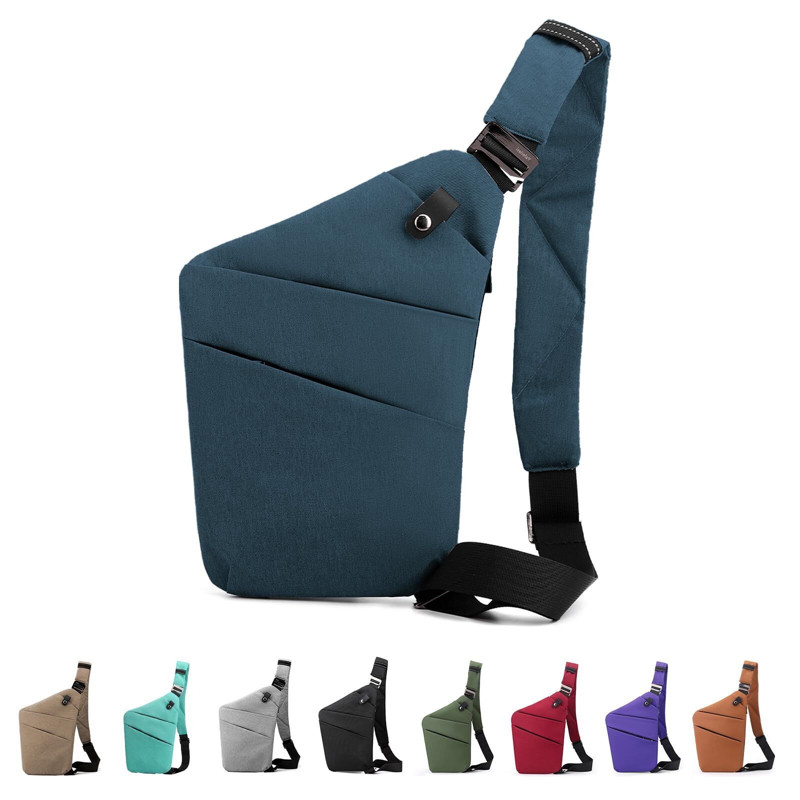 6388 Anti Theft Crossbody Bag, One Shoulder Chest Sling Bag Multi Pockets